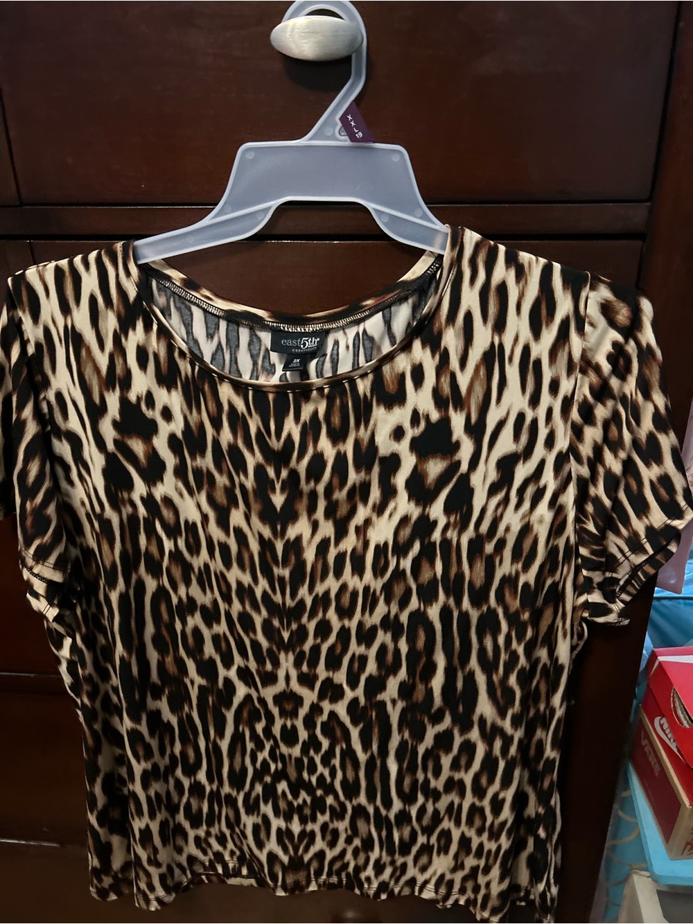 East 5th Leopard-Print Short Sleeve Tee in Brown and Black